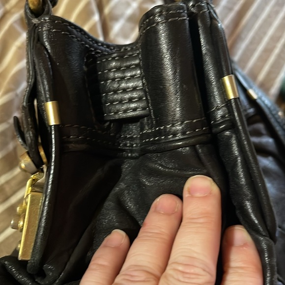 Y2K Juicy Couture Black Leather HoBo Bag w/ Gold Hardware - Picture 6 of 11